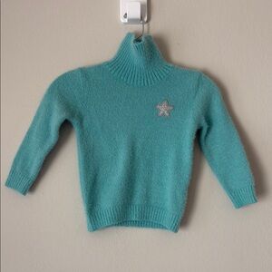 Teal Turtleneck Sparkly Sweater with Star Detail